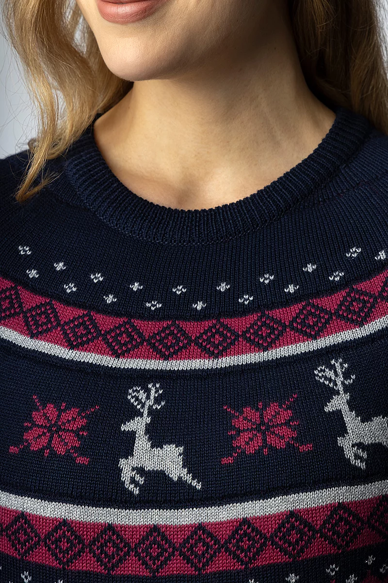Ladies Round Neck Fairisle Hind Merino Midweight Christmas Sweater Ladies Round Neck Fairisle Hind Merino Midweight Christmas Sweater