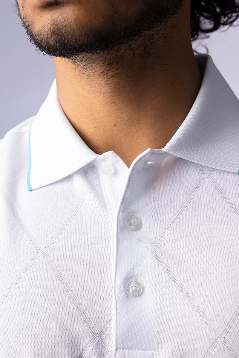 Mens Diamond Knit Mercerised Cotton Golf Shirt Sale