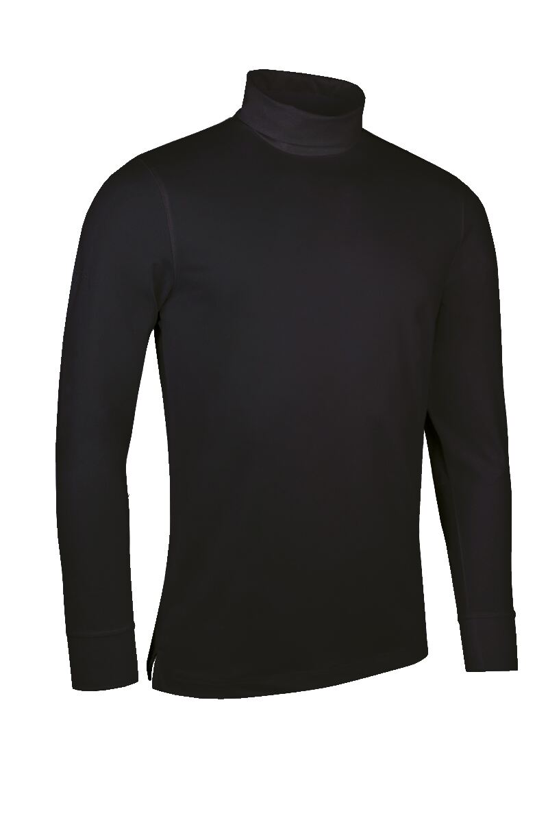 Mens Long Sleeve Cotton Roll Neck Golf Shirt Black S