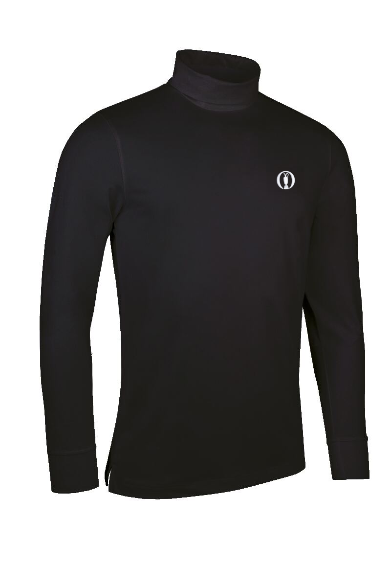 The Open Mens Long Sleeve Cotton Roll Neck Golf Shirt Black XL