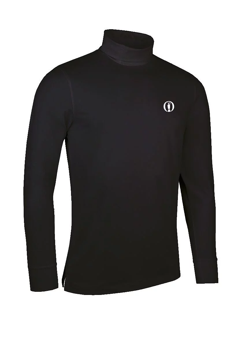The Open Mens Long Sleeve Cotton Roll Neck Golf Shirt Black XL