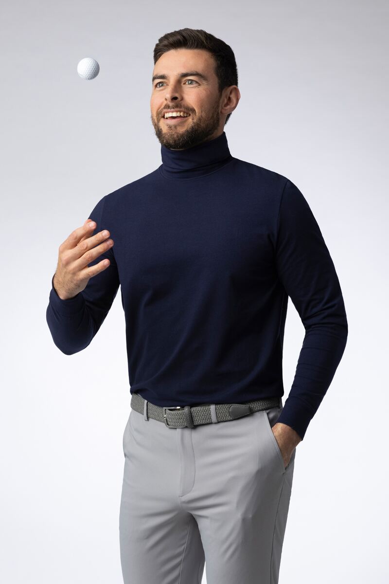 g.KELSO Mens Long Sleeve Cotton Roll Neck Golf Shirt