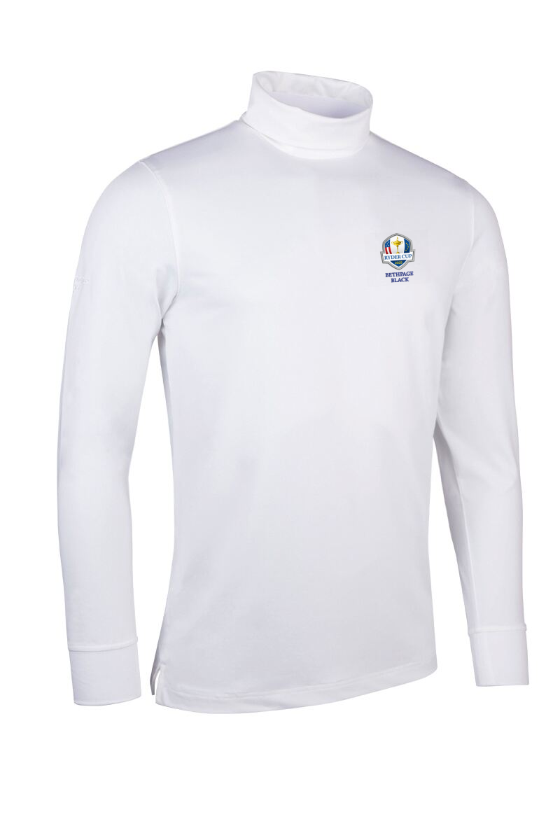 Official Ryder Cup 2025 Mens Long Sleeve Cotton Roll Neck Golf Shirt White M