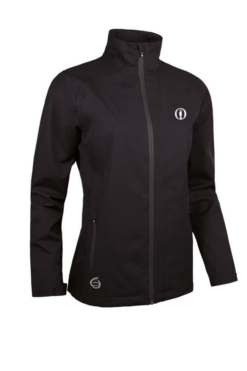 The Open Ladies Zip Front Lightweight Panelled Waterproof Golf Jacket Black M