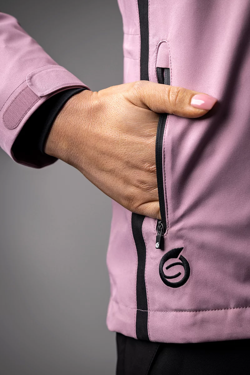 The Open Ladies Zip Front Panelled Waterproof Golf Jacket The Open Ladies Zip Front Panelled Waterproof Golf Jacket