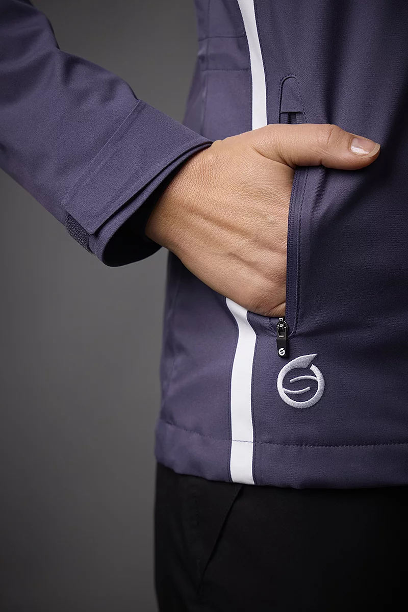 Ladies Zip Front Panelled Waterproof Golf Jacket