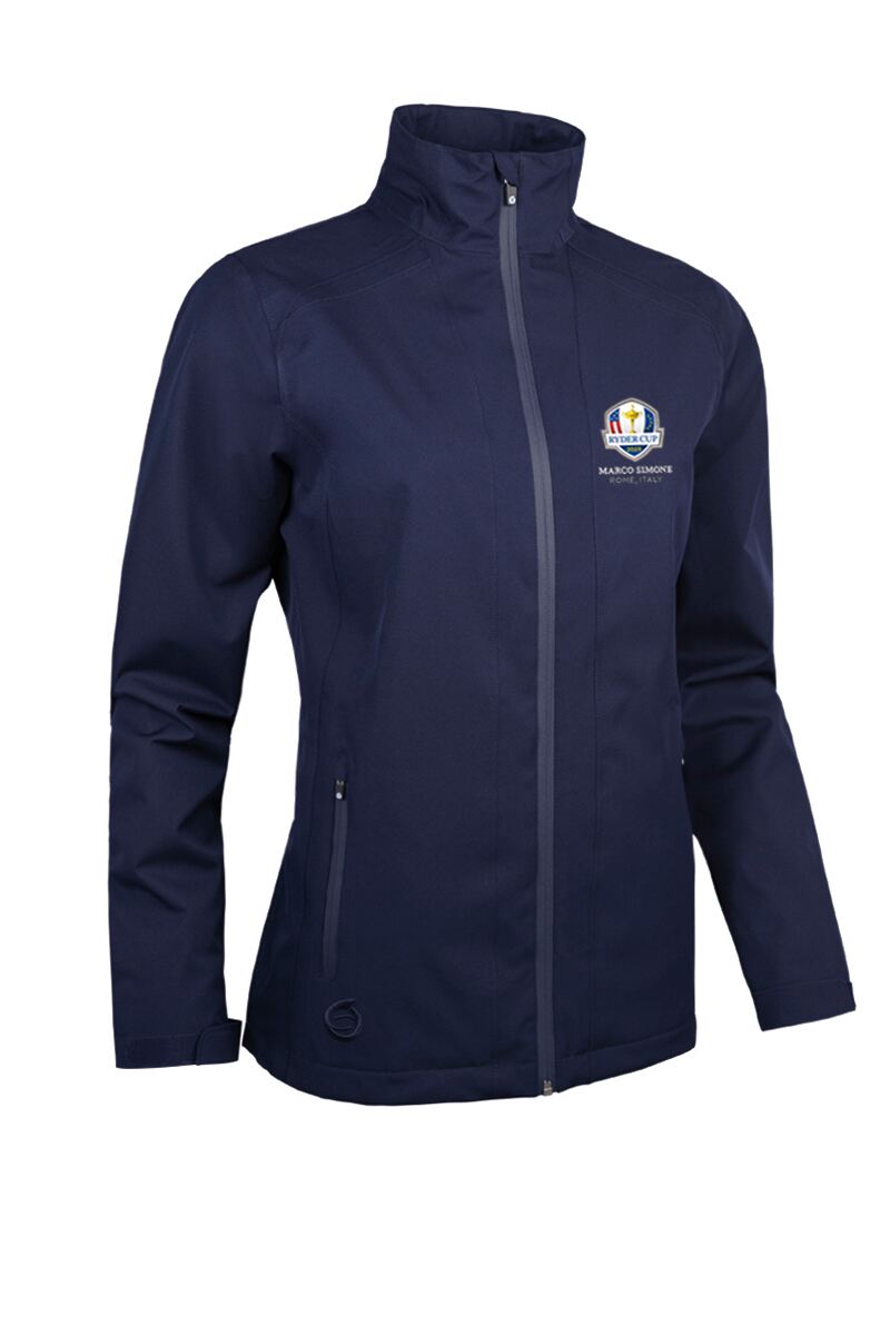 Official Ryder Cup 2025 Ladies Zip Front Lightweight Panelled Waterproof Golf Jacket Navy/Navy L