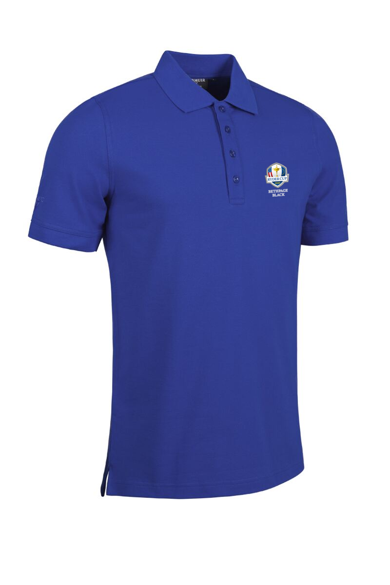 Official Ryder Cup 2025 Mens Cotton Pique Golf Polo Shirt Ascot Blue L
