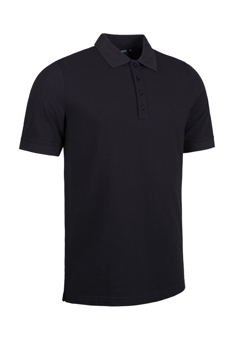Mens Cotton Pique Golf Polo Shirt Black L