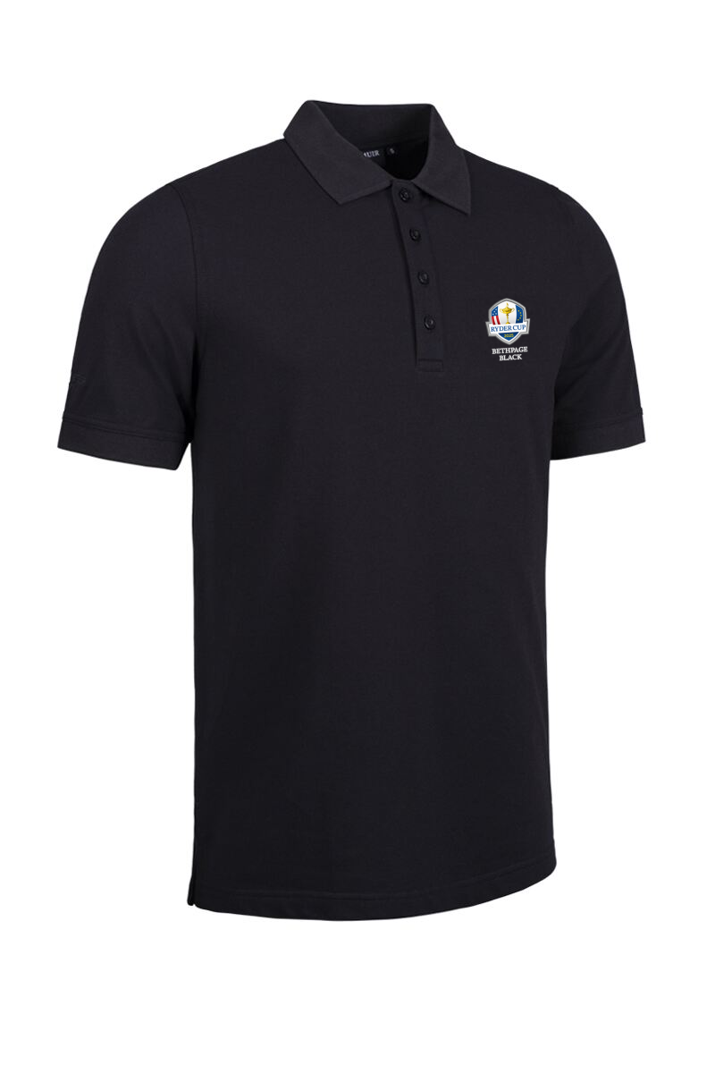 Official Ryder Cup 2025 Mens Cotton Pique Golf Polo Shirt Black XL