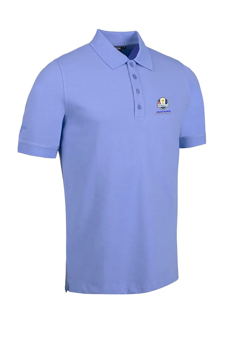 Official Ryder Cup 2027 Mens Cotton Pique Golf Polo Shirt Light Blue S