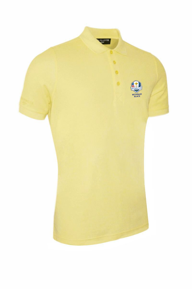 Official Ryder Cup 2025 Mens Cotton Pique Golf Polo Shirt Light Yellow L