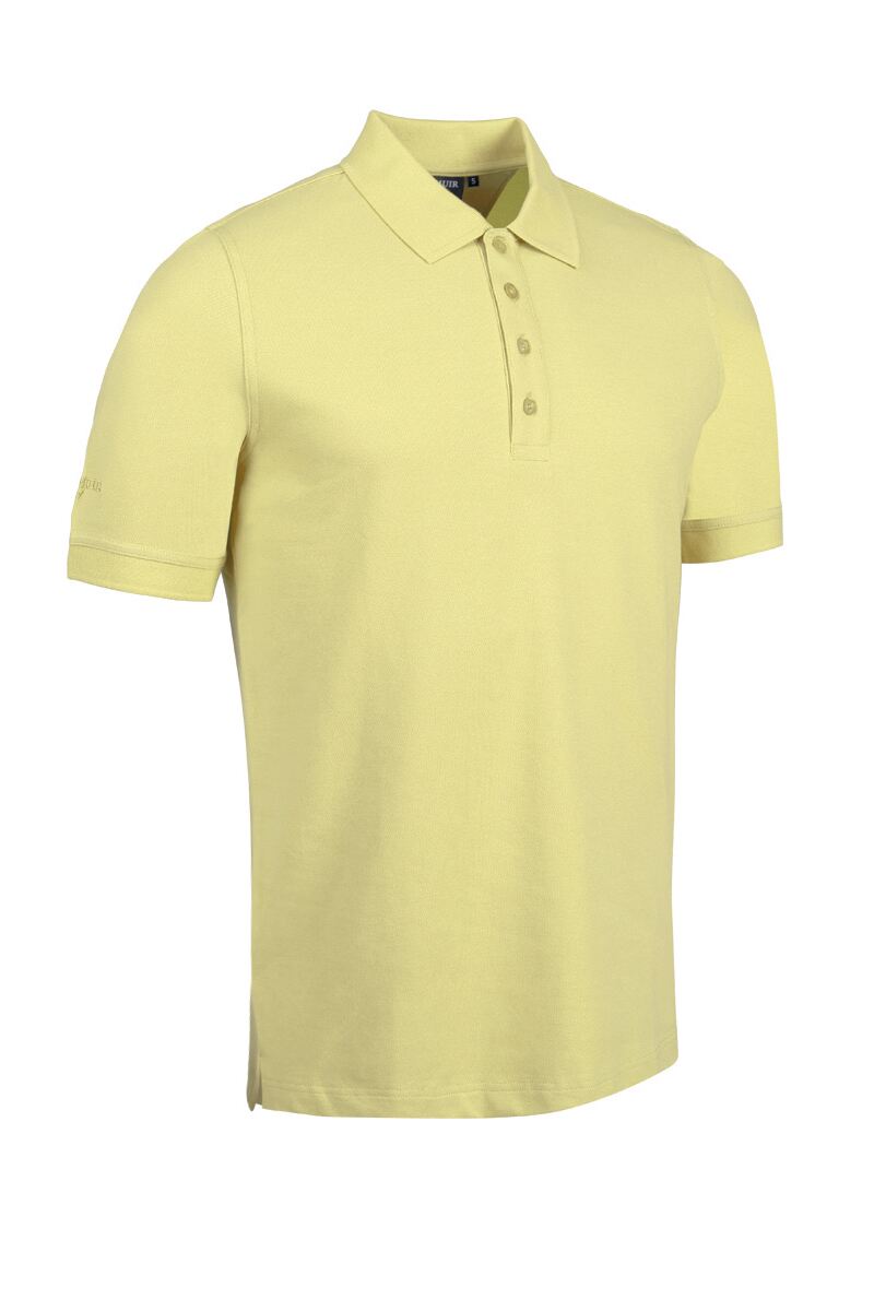 Mens Cotton Pique Golf Polo Shirt Light Yellow S