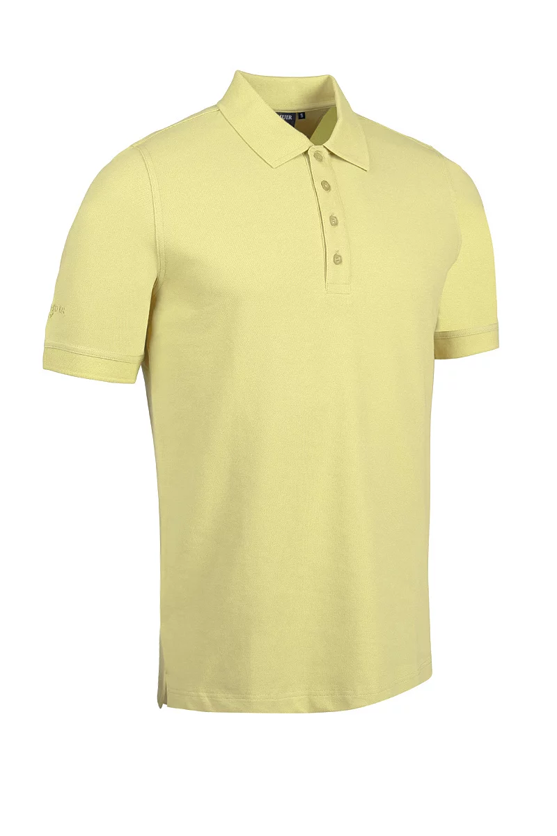 Mens Cotton Pique Golf Polo Shirt Sale Light Yellow L