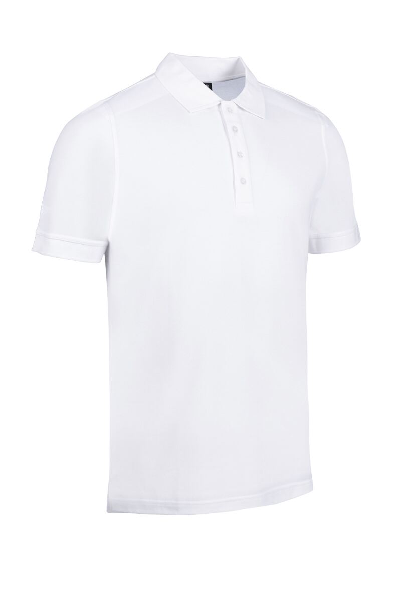 Mens Cotton Pique Golf Polo Shirt White M