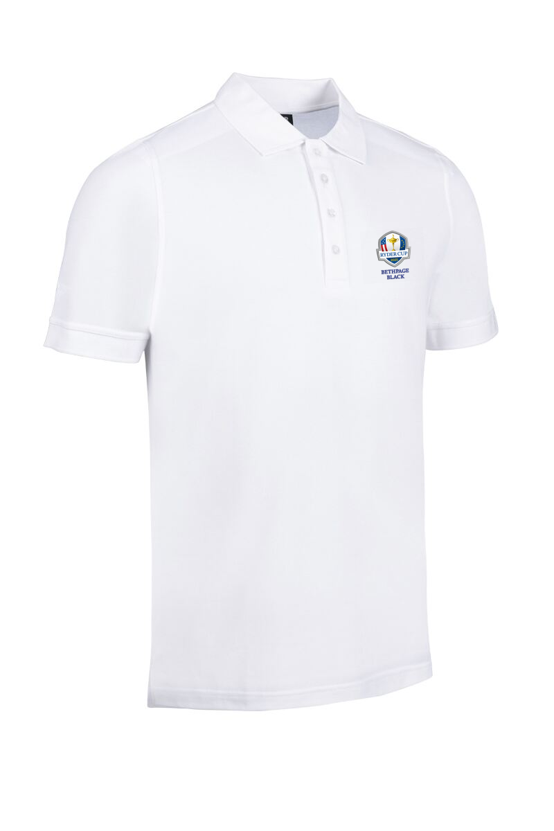 Official Ryder Cup 2025 Mens Cotton Pique Golf Polo Shirt White L