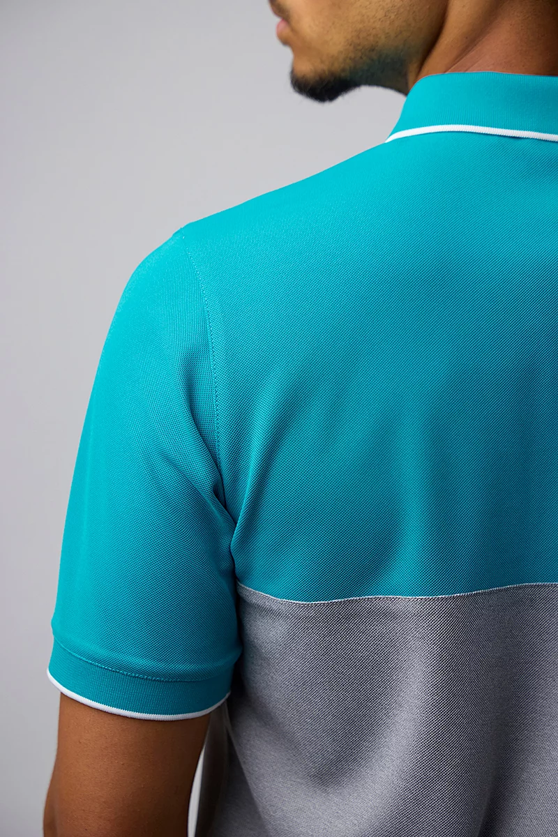 Mens Colour Block Performance Pique Golf Shirt Mens Colour Block Performance Pique Golf Shirt