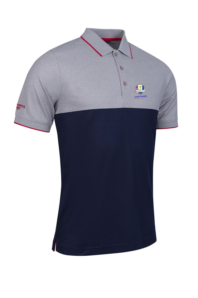Official Ryder Cup 2027 Mens Colour Block Performance Pique Golf Shirt