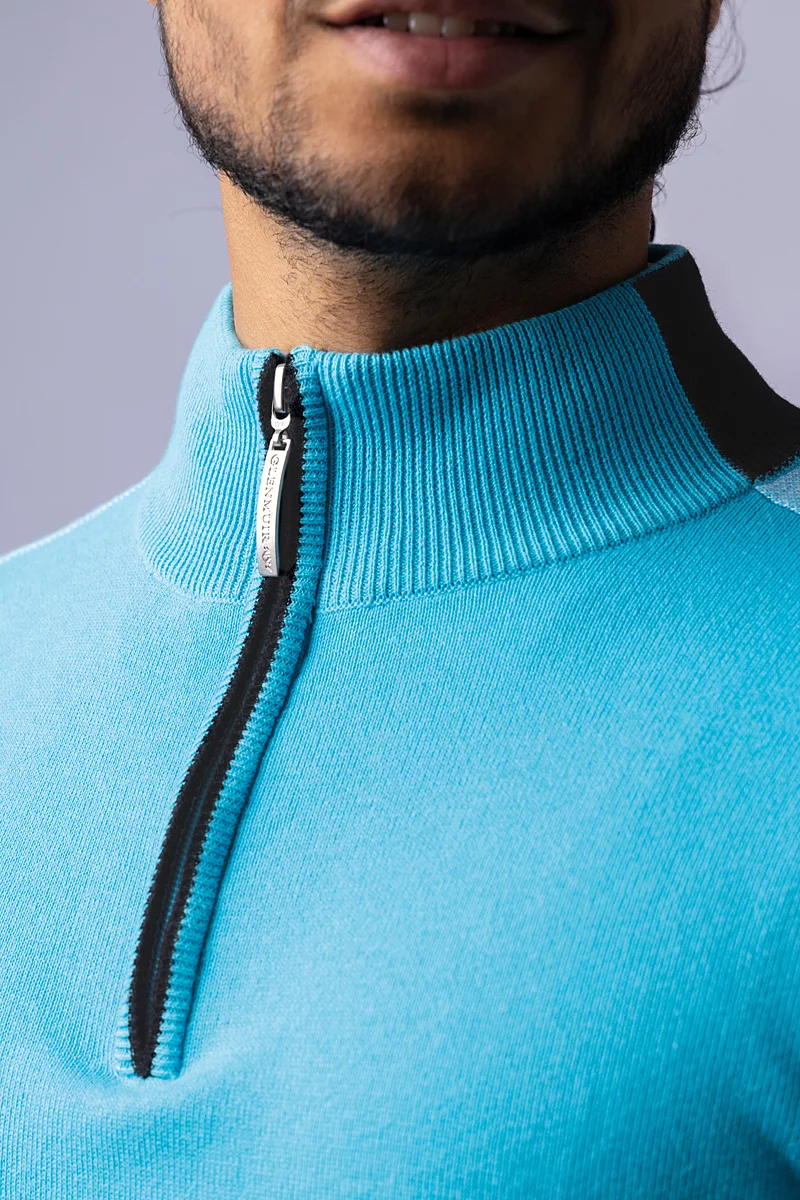 Mens Quarter Zip Birdseye Sleeve Cotton Golf Sweater Sale