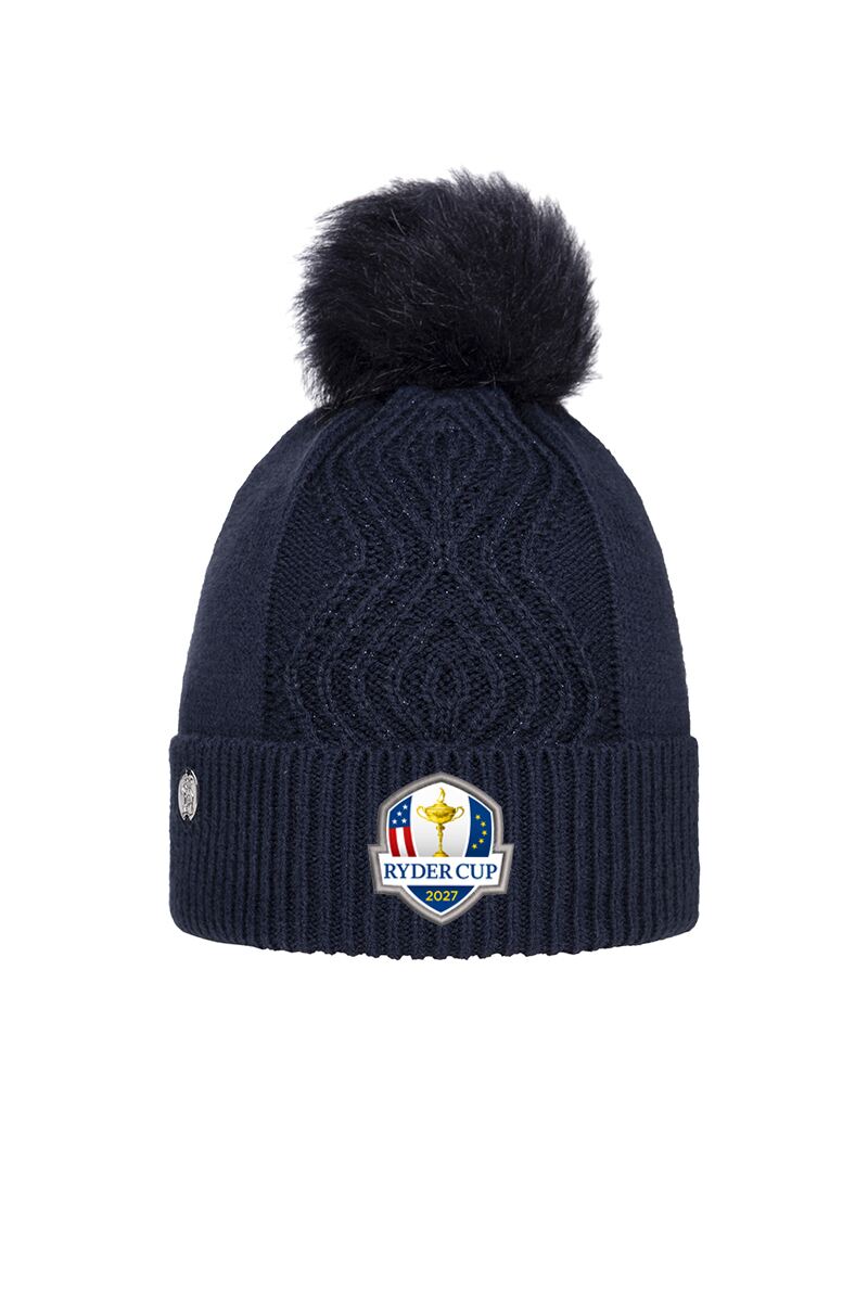 Official Ryder Cup 2027 Ladies Faux Fur Cable Lurex Golf Bobble Hat