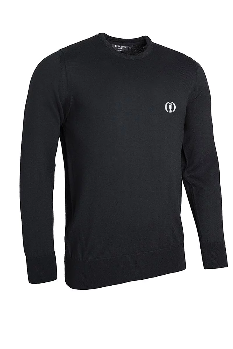 Official Ryder Cup 2027 Lightweight Mens Crew Neck Merino Wool Golf Sweater Black L