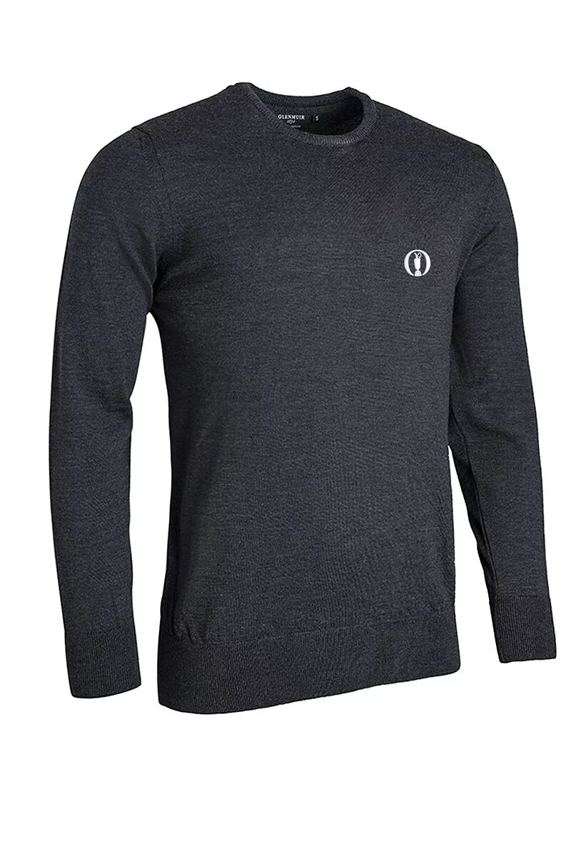Official Ryder Cup 2027 Lightweight Mens Crew Neck Merino Wool Golf Sweater Charcoal M