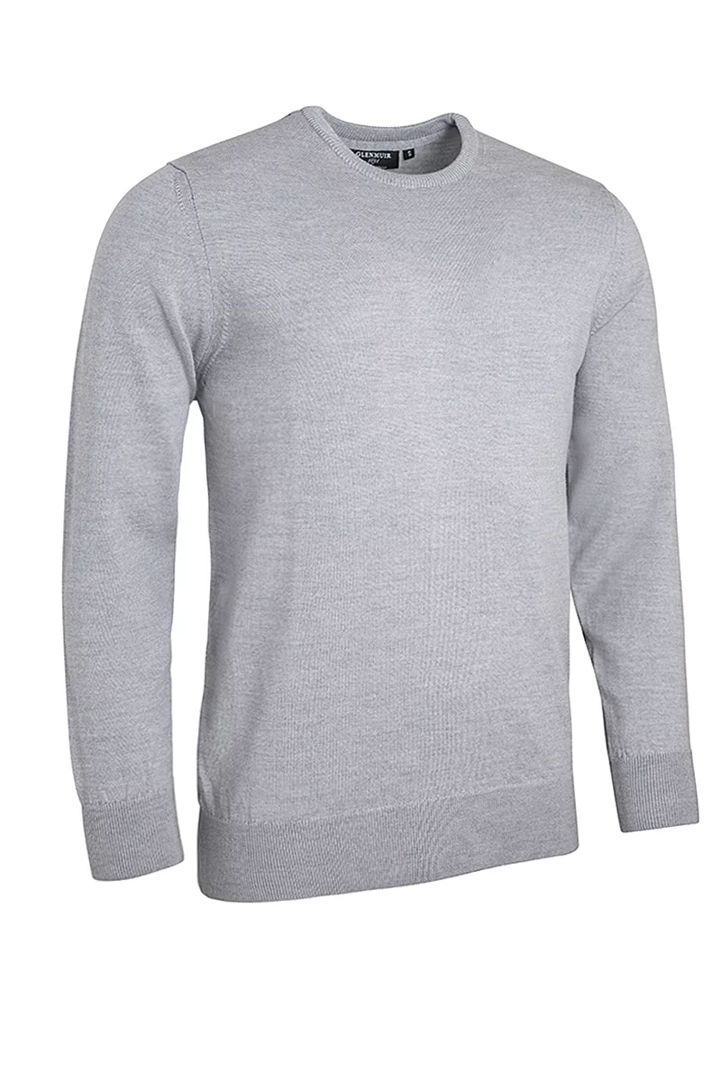 Official Ryder Cup 2027 Lightweight Mens Crew Neck Merino Wool Golf Sweater Light Grey Marl L