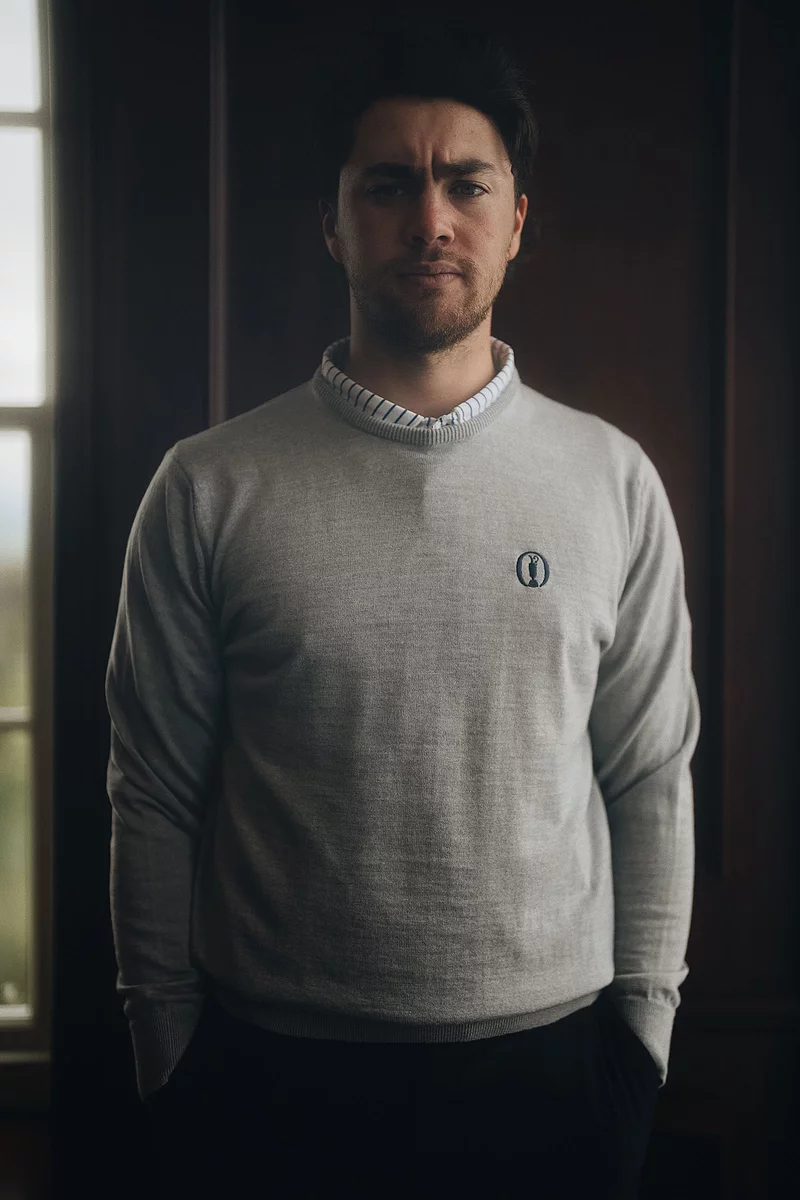 The Open Mens Crew Neck Lightweight Merino Wool Golf Sweater