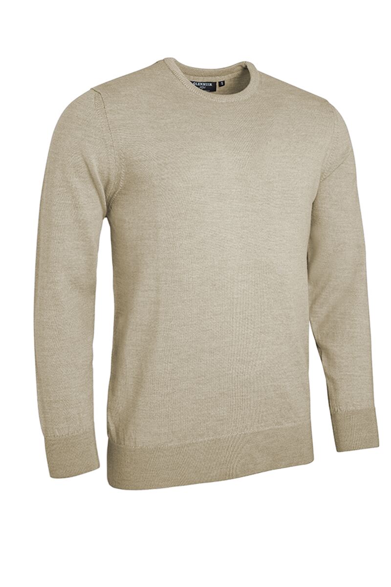 Mens Crew Neck Lightweight Merino Wool Golf Sweater