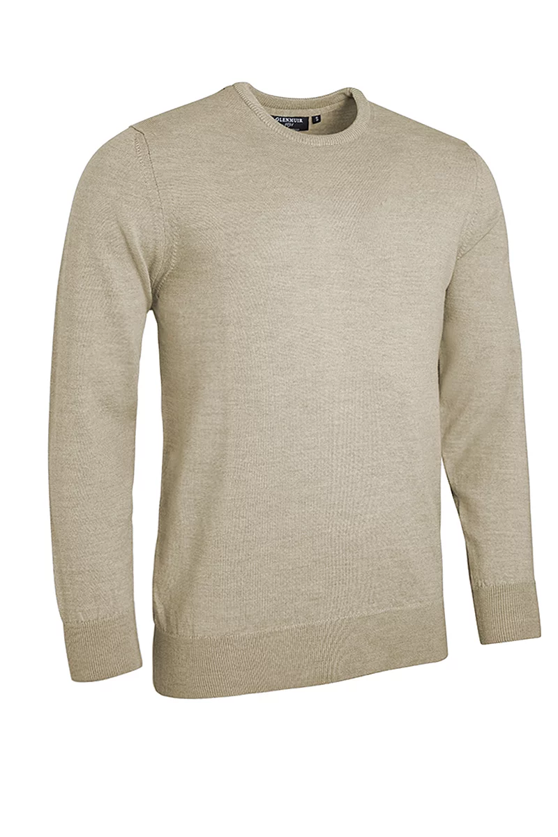 Official Ryder Cup 2027 Lightweight Mens Crew Neck Merino Wool Golf Sweater Linen Marl XXL