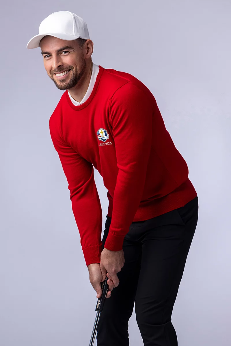 Official Ryder Cup 2027 Lightweight Mens Crew Neck Merino Wool Golf Sweater