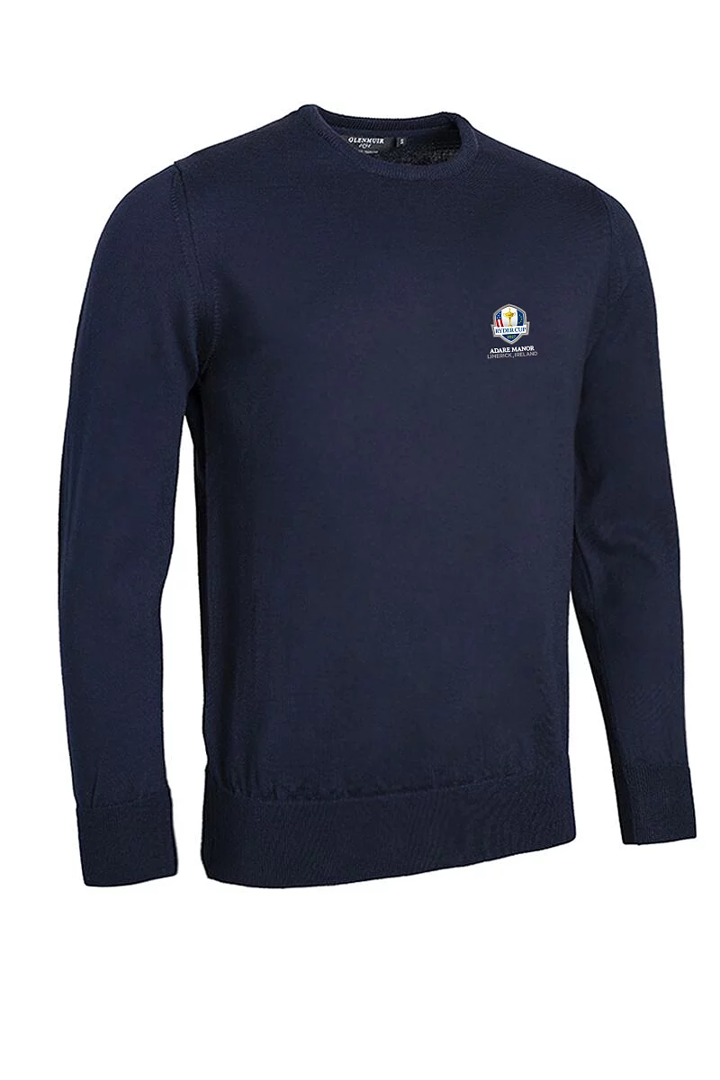 Official Ryder Cup 2027 Lightweight Mens Crew Neck Merino Wool Golf Sweater Navy M
