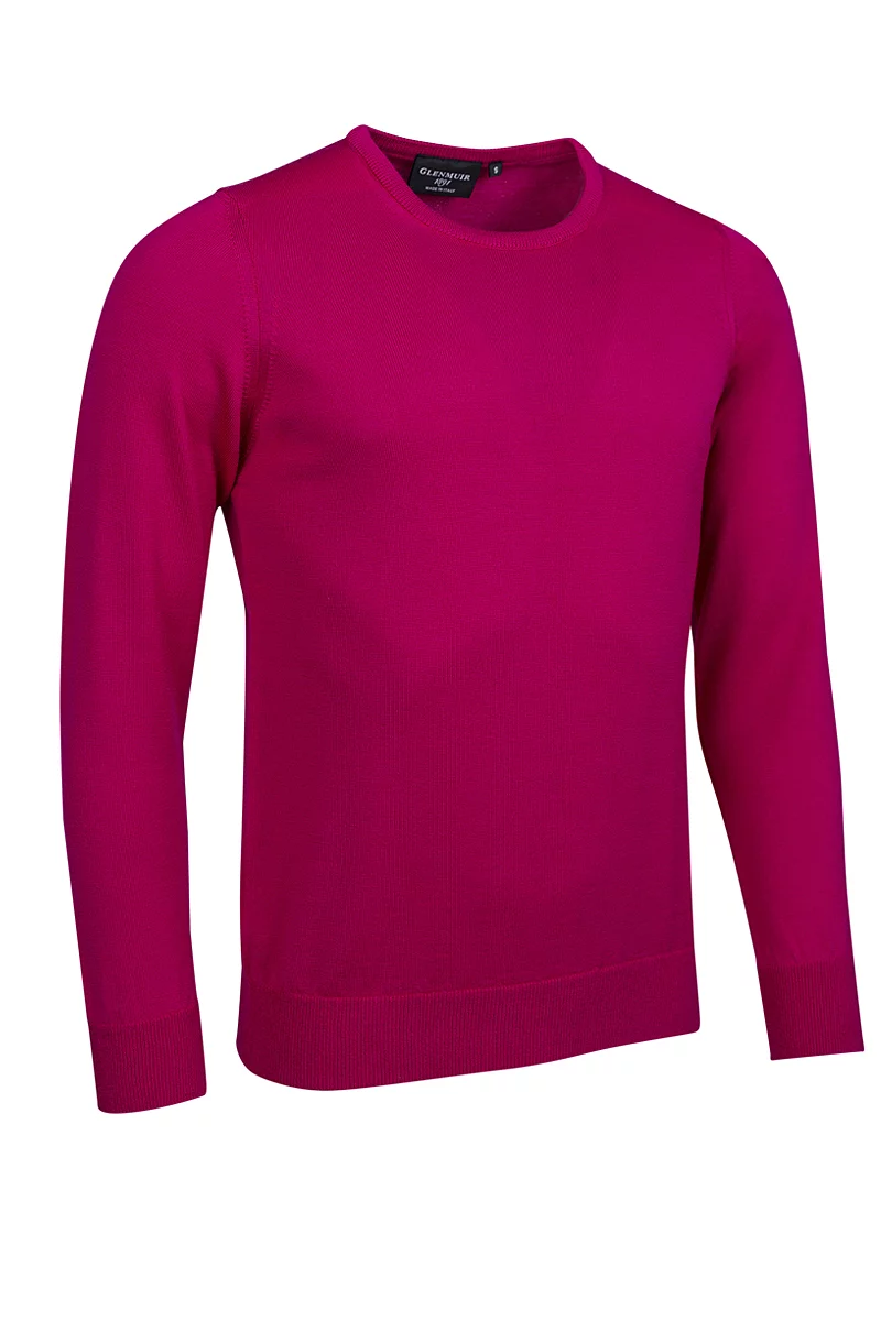 Official Ryder Cup 2027 Lightweight Mens Crew Neck Merino Wool Golf Sweater Raspberry L