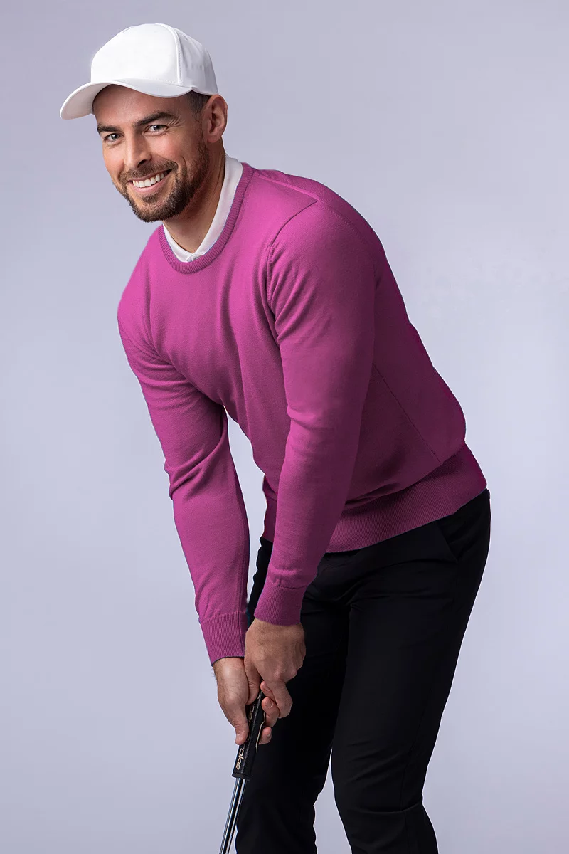 Mens Crew Neck Lightweight Merino Wool Golf Sweater Sale