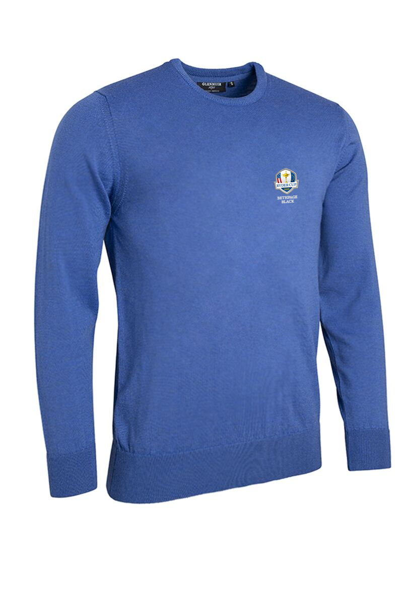 Official Ryder Cup 2025 Mens Crew Neck Merino Wool Golf Sweater Tahiti Marl S