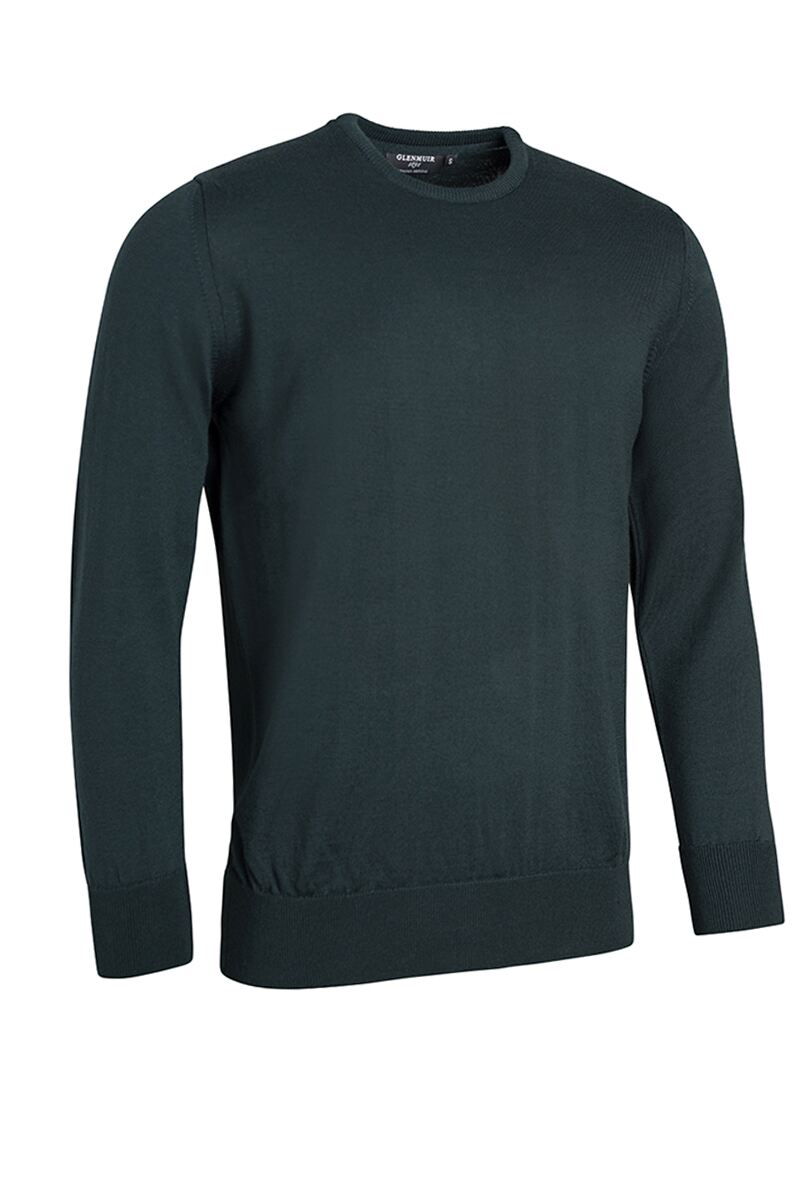 Mens Crew Neck Lightweight Merino Wool Golf Sweater