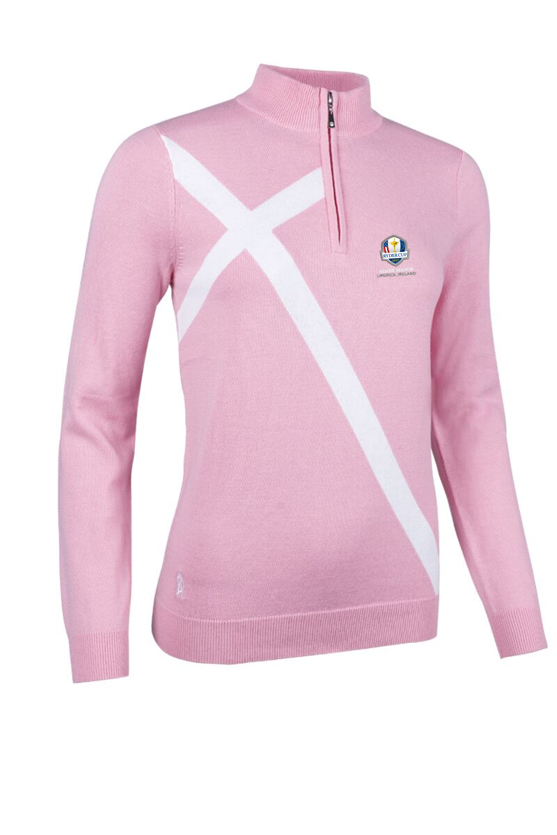 Official Ryder Cup 2027 Ladies Quarter Zip Saltire Cross Cotton Lightweight Golf Sweater