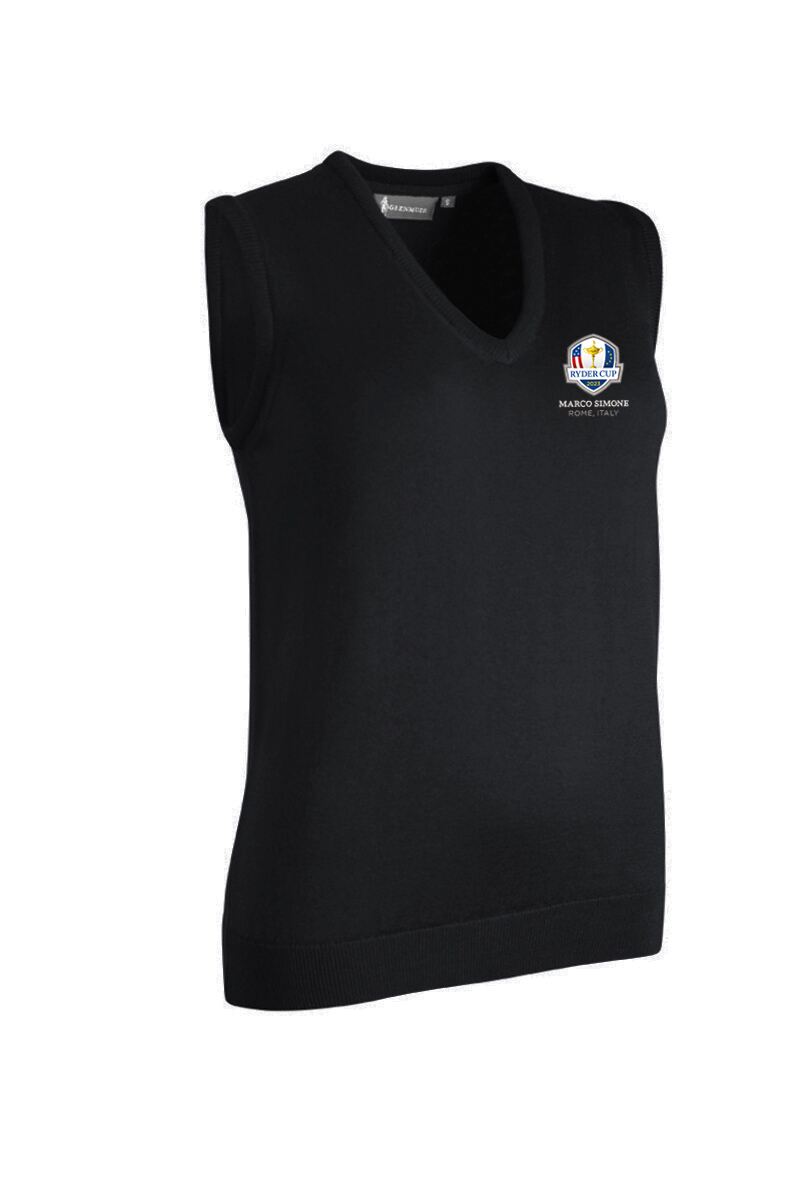 Official Ryder Cup 2025 Ladies V Neck Merino Wool Golf Slipover Black L