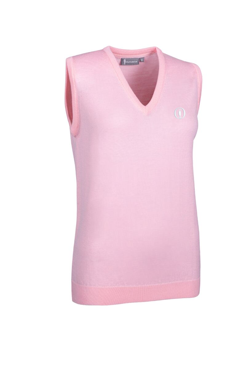 The Open Ladies V Neck Merino Wool Lightweight Golf Slipover