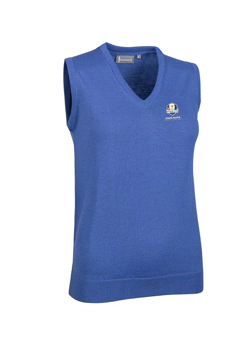 Official Ryder Cup 2027 Ladies V Neck Merino Wool Lightweight Golf Slipover Tahiti Marl M
