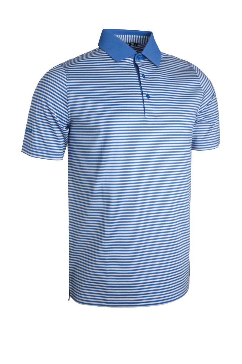 Mens Striped Mercerised Luxury Golf Shirt Tahiti/White M