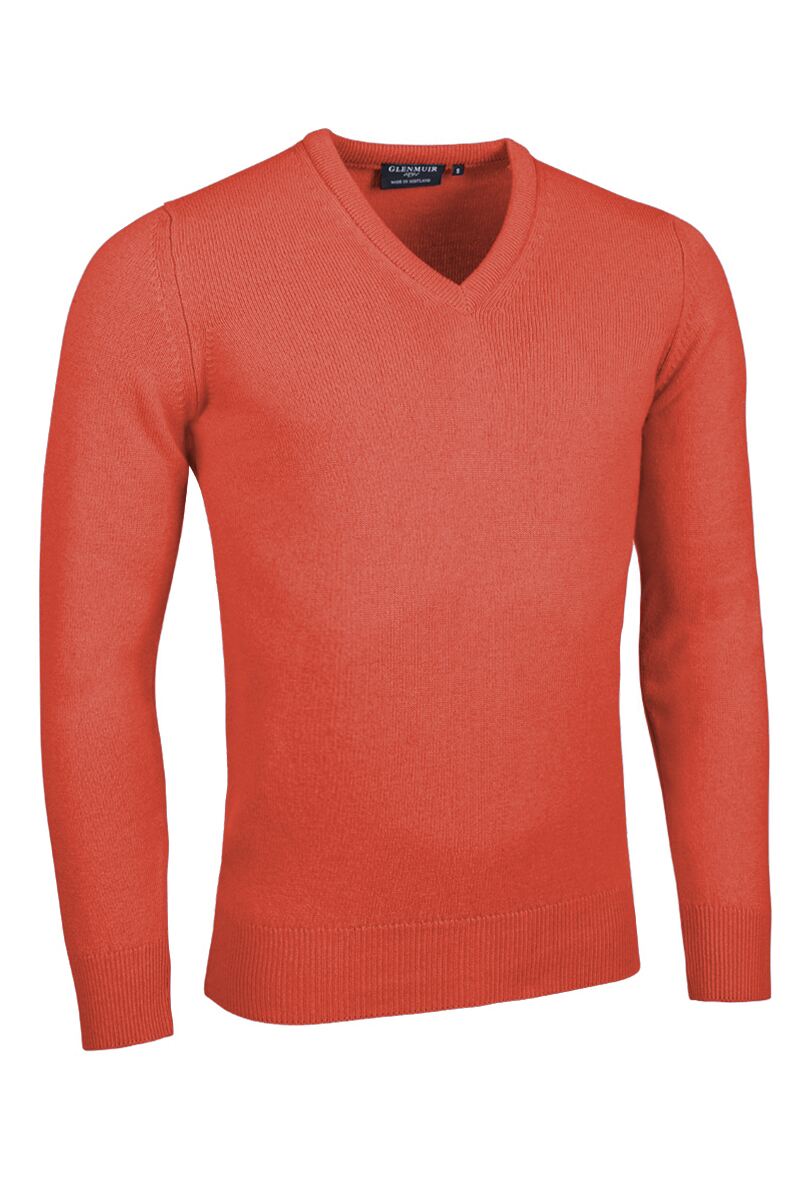 Mens V Neck Lambswool Golf Sweater Apricot S