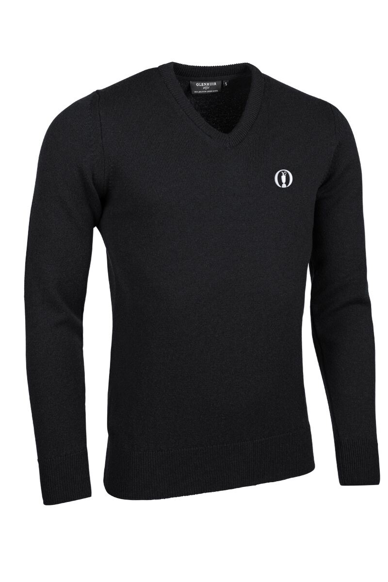 The Open Mens V Neck Lambswool Golf Sweater Black S