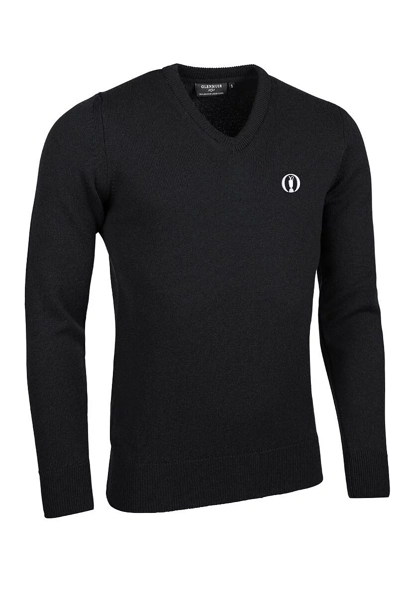 Official Ryder Cup 2027 Mens V Neck Lambswool Midweight Golf Sweater Black XXL