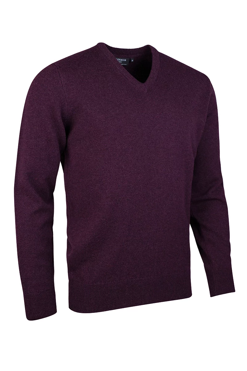 The Open Mens V Neck Lambswool Midweight Golf Sweater Blackgrape XL