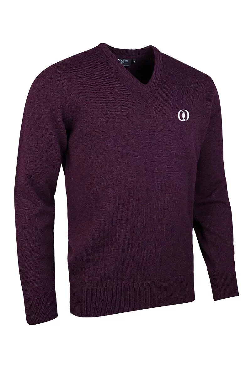 The Open Mens V Neck Lambswool Midweight Golf Sweater Blackgrape S
