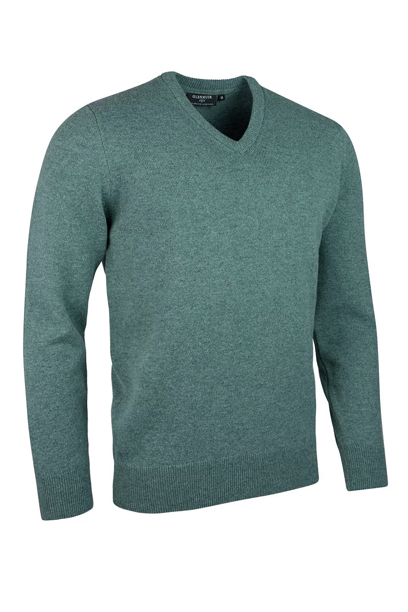 The Open Mens V Neck Lambswool Midweight Golf Sweater Caspian XL