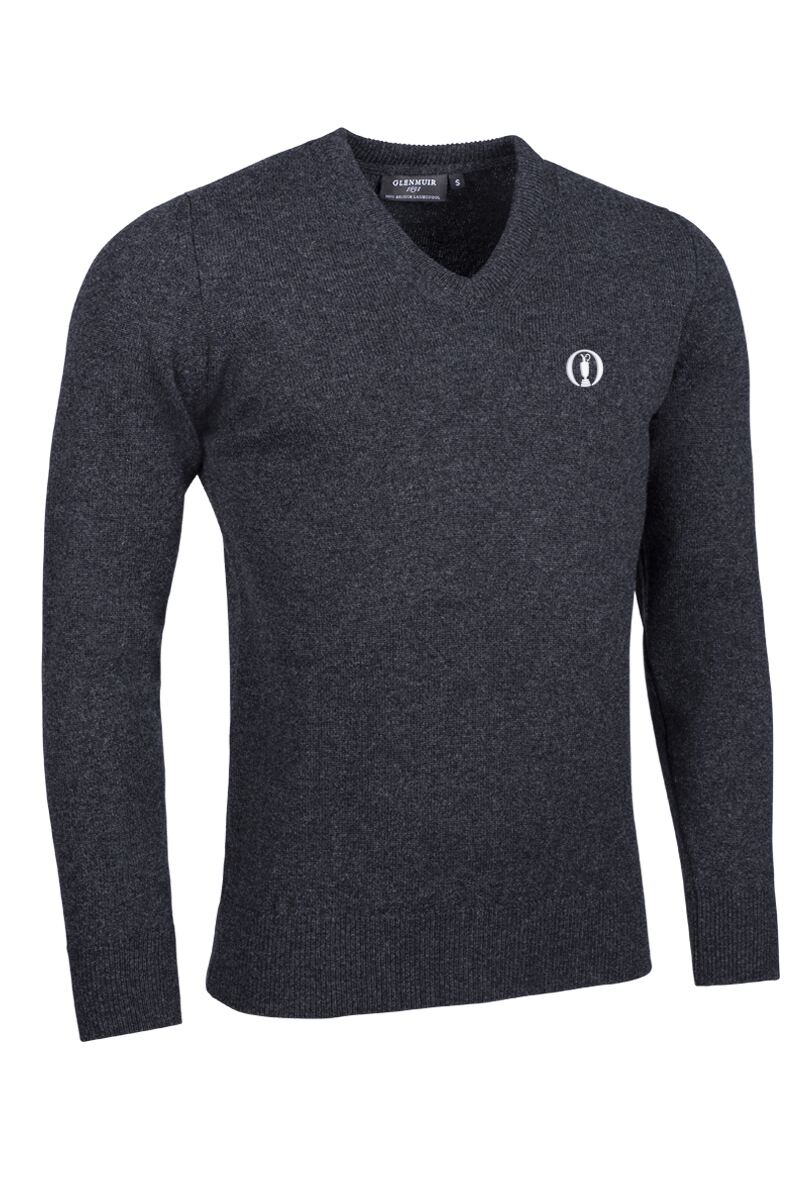 The Open Mens V Neck Lambswool Midweight Golf Sweater