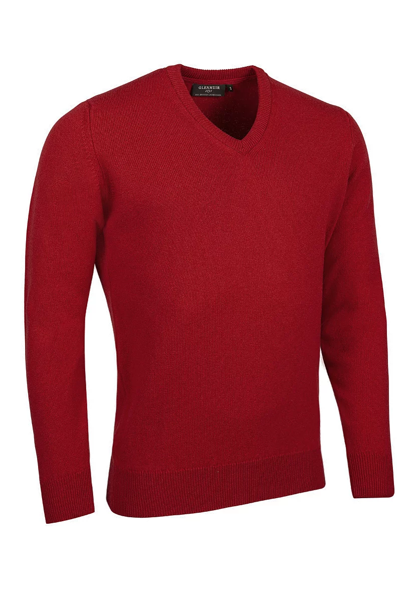 V Neck Lambswool Midweight Golf Sweater