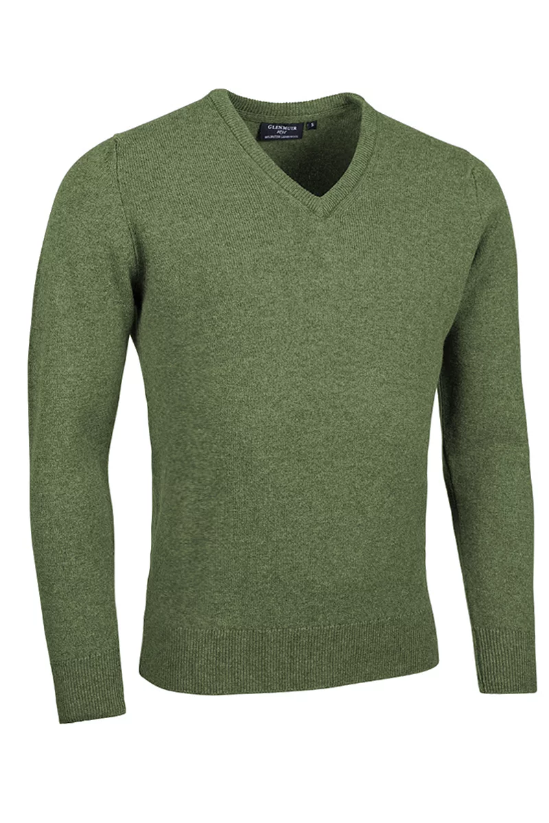 Mens V Neck Lambswool Midweight Golf Sweater Landscape Marl XL